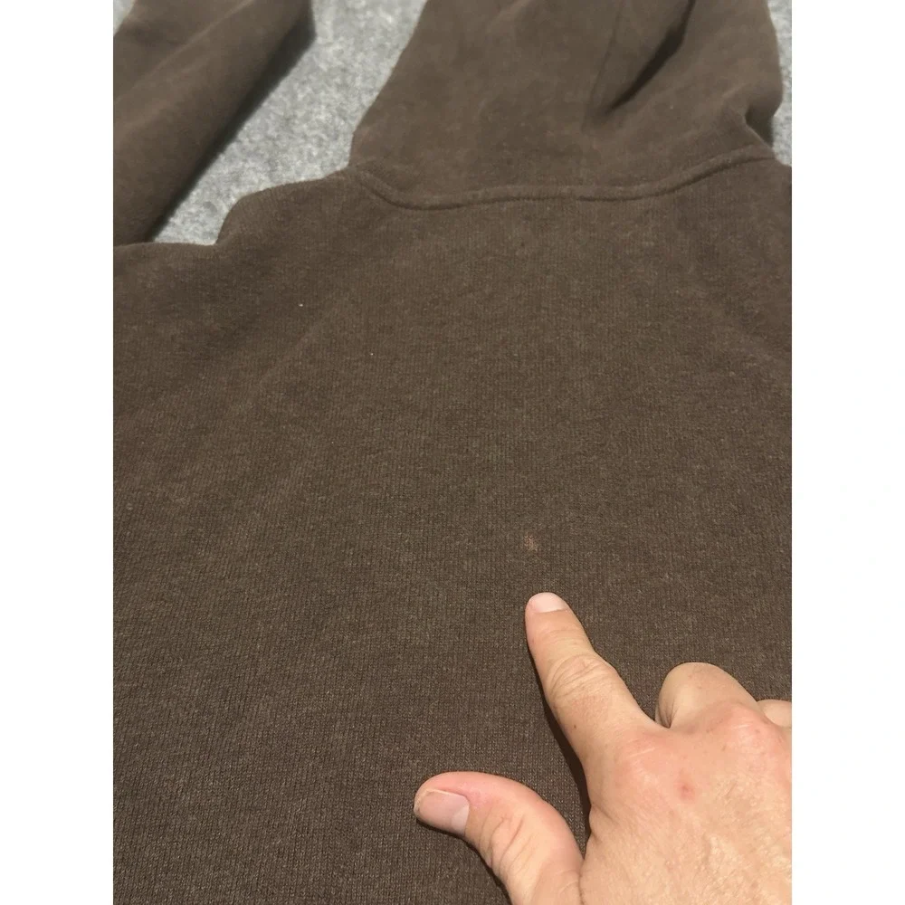 Polo Ralph Lauren Double Zip Hoodie Brown Men's L Sweatshirt 100% Cotton Vintage